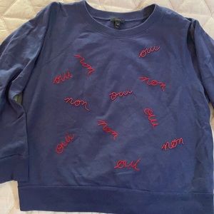 J Crew non, oui xl navy sweatshirt